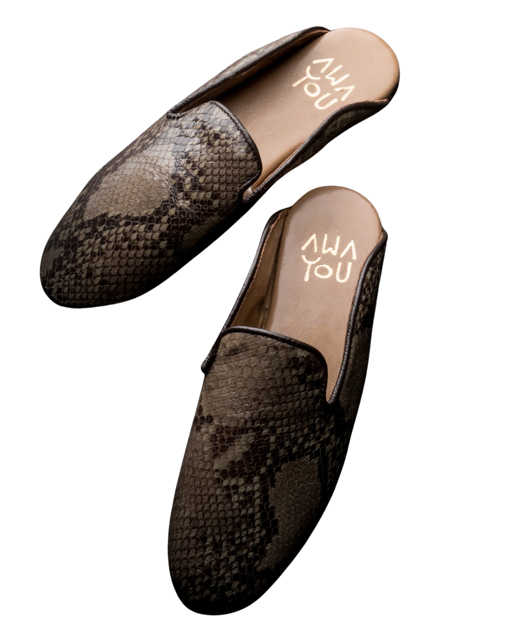Mule Babouche  Serpent Kaki