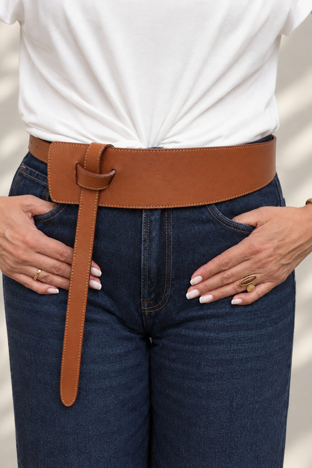 Ceinture Nouée Large Cuir