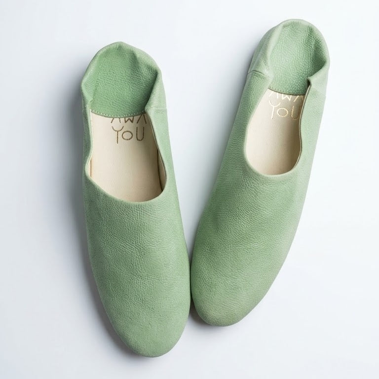 Babouches 2 en 1 vert d'eau